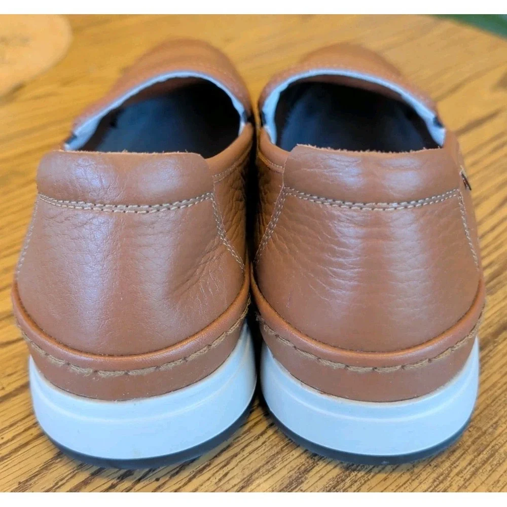 Mephisto Mens 10.5 Brown Pebbled Leather Air-Relax Comfort Shoes Sneaker Slip On